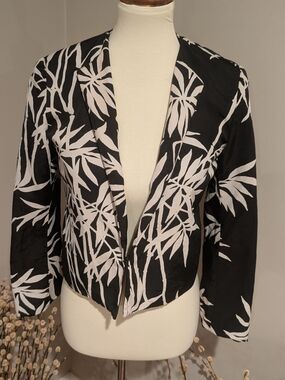 Ganni Black and White Botanical Print Jacket